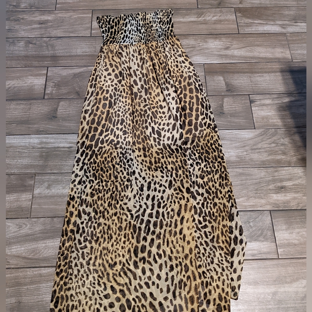The Arte by Zenana leopard strapless swimsuit coverup